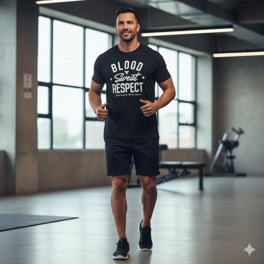 Under Armour Project Rock‎ TShirt Black Blood Sweat Respect Loose Fit - Size M